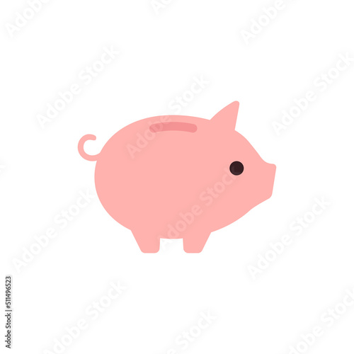 Cute cartoon piggy bank simple flat icon. Vector illustration isolated on white background