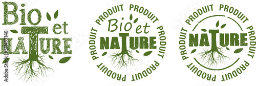 Logo produit bio et nature, produit naturel 