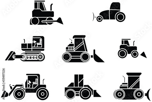 earth mover back hoe hand drawn line art