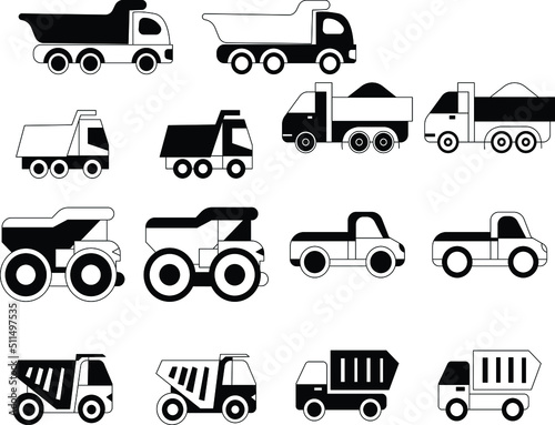 dump truck hand drawn line art
