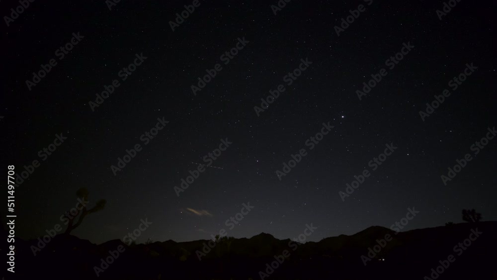 Timelapse of a starry night sky over Joshua Tree. Timelapse of a starry night sky over Joshua Tree.
