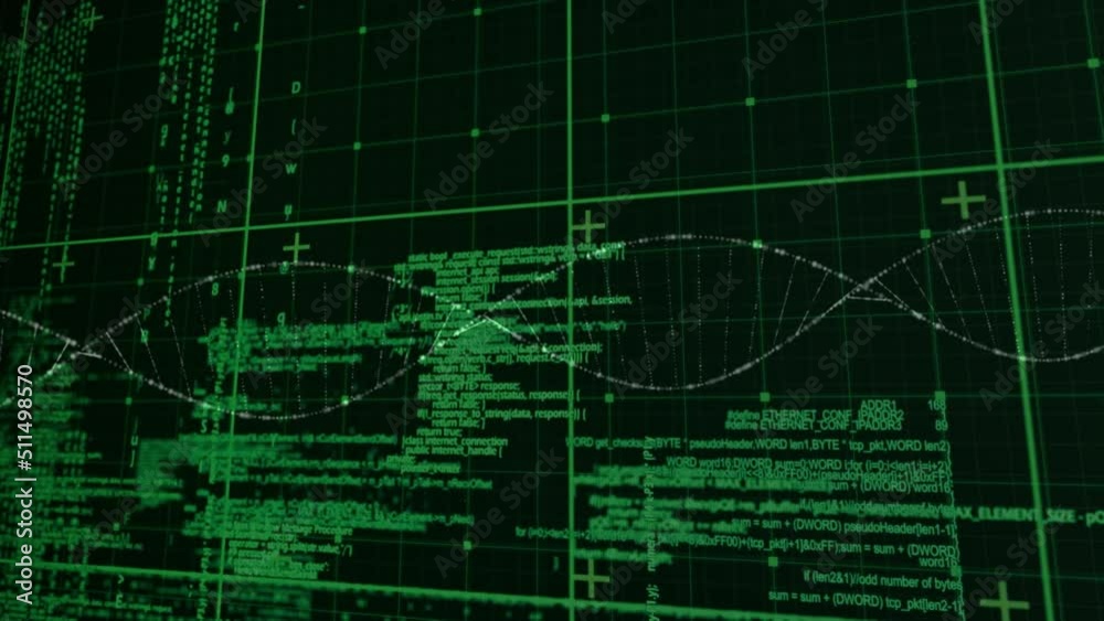 Animation of digital screen with biological data on black background Animation of digital screen with biological data on black background