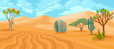 Desert Cartoon Horizontal Illustration