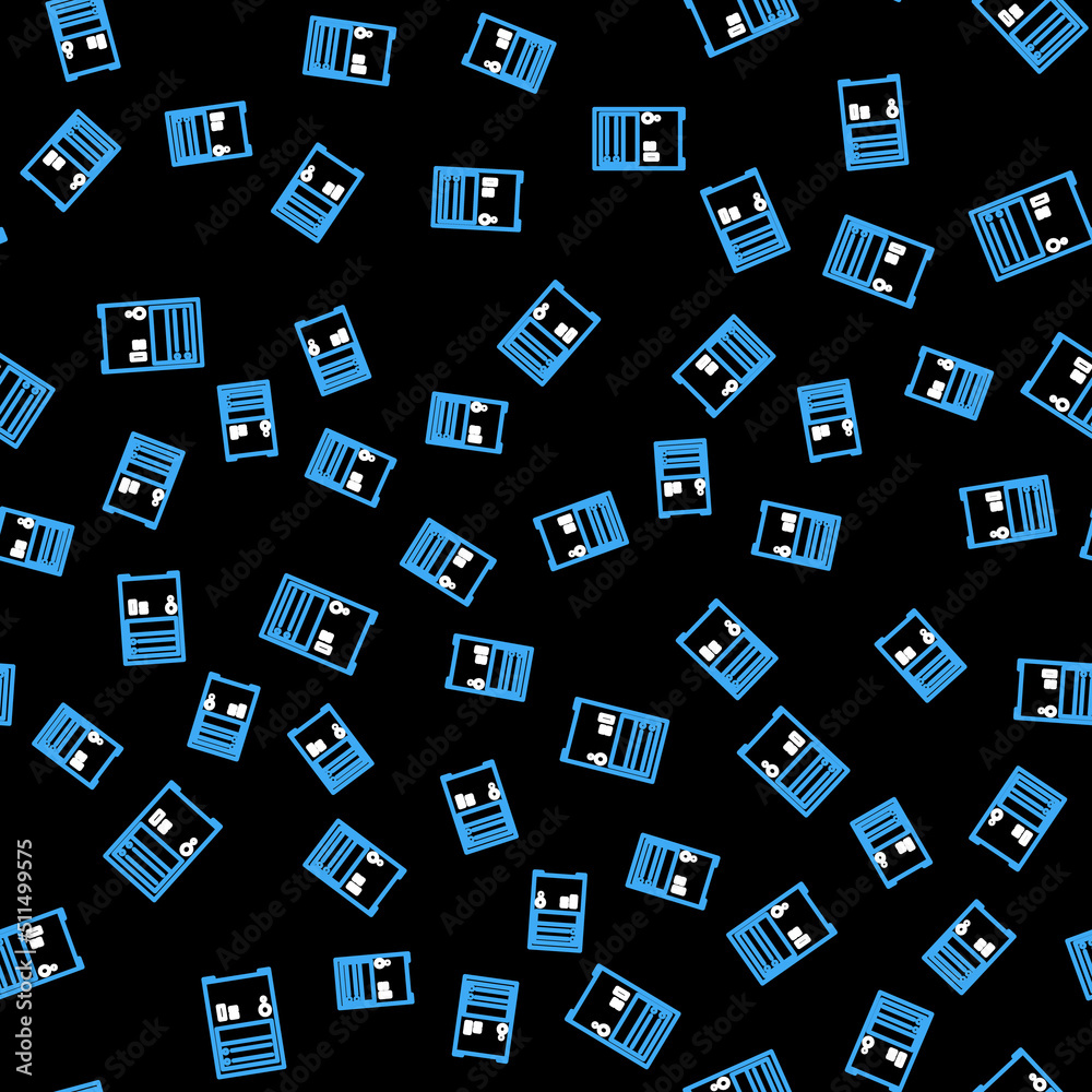 Line Computer icon isolated seamless pattern on black background. PC component sign. Vector