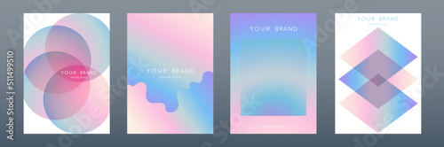 Set of modern poster with vibrant graphic color, geometric shapes, fluid liquid elements, circle, hologram.  Retro futuristic templates for brochure, flyer, wallpaper, banner, posters, and cards