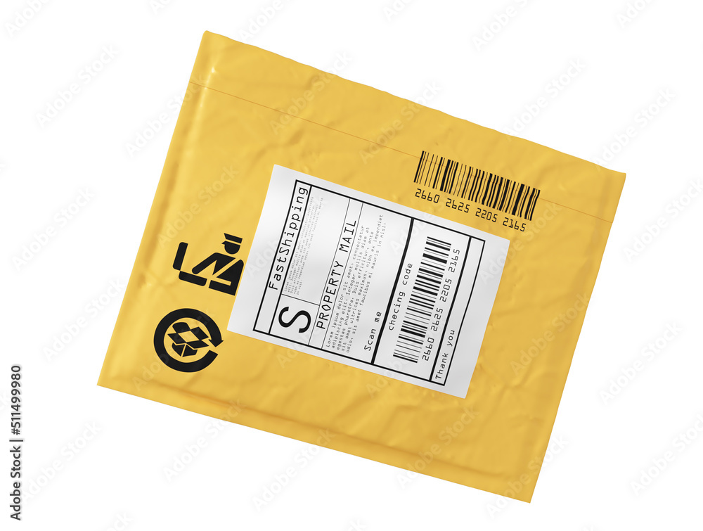 Naklejka premium Mail package on a white background. 3d illustration