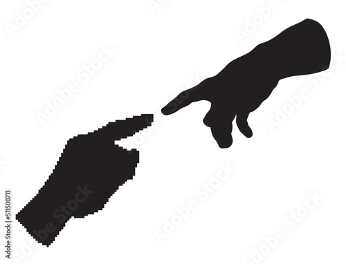 Photo Hands of the creation of Adam. Vector drawing