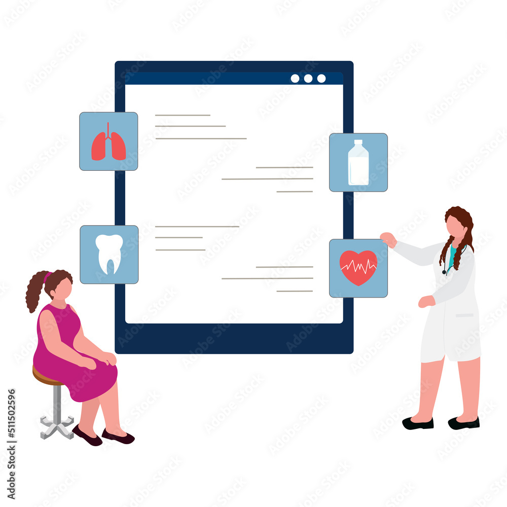 Faceless Female Doctor Advising To Patient And Showing Healthcare Information In Smartphone. Faceless Female Doctor Advising To Patient And Showing Healthcare Information In Smartphone.