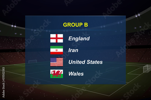 World tournament group. Soccer tournament broadcast graphic template.