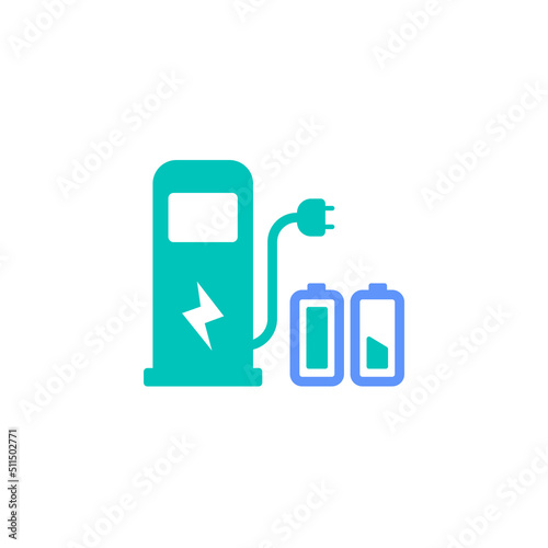 electric car battery storage charging station icon vector illustration. voltage refuel terminal with ion lithium stock and indicator symbol graphic design.