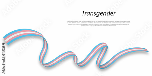 Waving flag of Transgender pride on white background