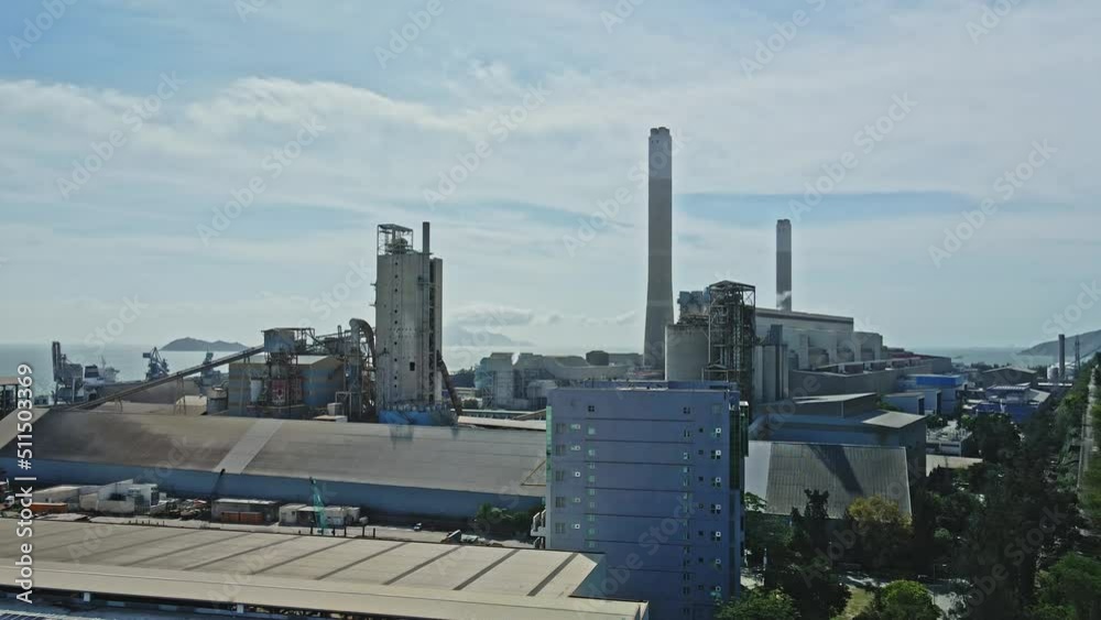 Drone riser show large scale coal-fired power plant in Hong Kong Drone riser show large scale coal-fired power plant in Hong Kong