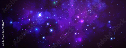 Vector cosmic illustration. Beautiful colorful space background. Watercolor Cosmos