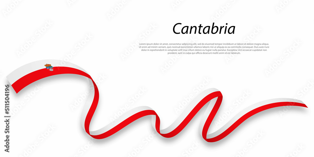 Waving ribbon or stripe with flag of Cantabria Waving ribbon or stripe with flag of Cantabria