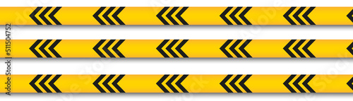 Warning and danger crossed tapes isolated. Police and crime lines. Caution tape. Seamless barrier tape. Vector illustration