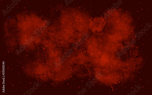 Abstract art space red background with liquid texture.