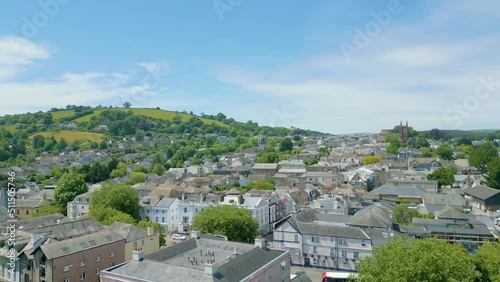 Ascending over town of Totnes in Devon photo