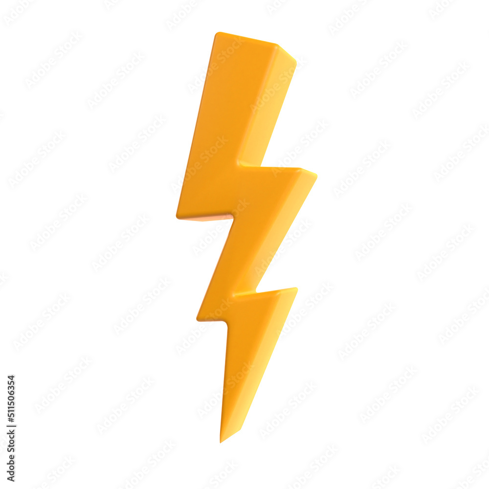 Lightning flash bolt light 3d plastic icon for discount sale or urgent events Lightning flash bolt light 3d plastic icon for discount sale or urgent events