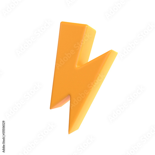 Lightning flash bolt light 3d plastic icon for discount sale or urgent events