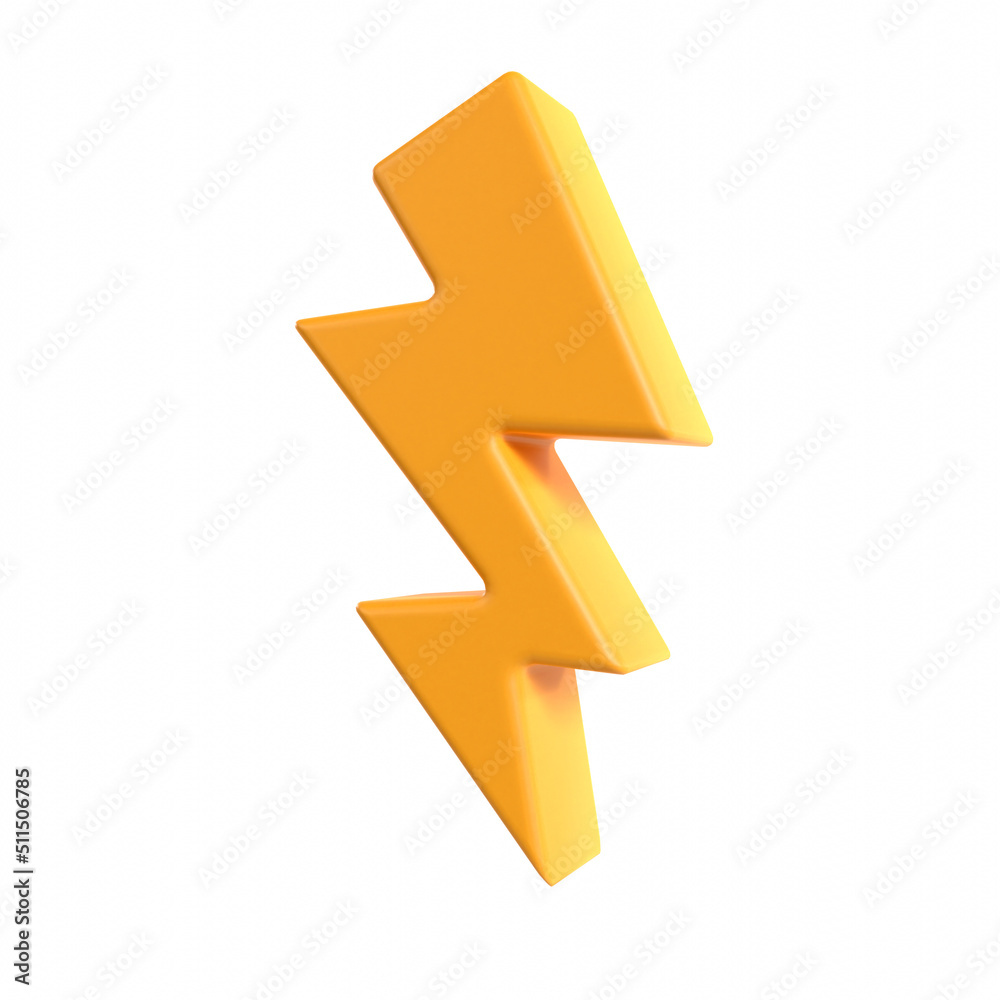 Lightning flash bolt light 3d plastic icon for discount sale or urgent events Lightning flash bolt light 3d plastic icon for discount sale or urgent events