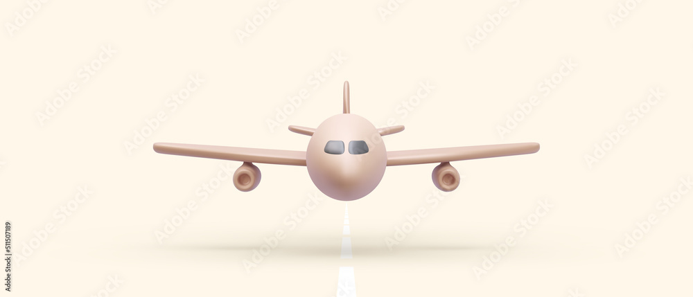 3d realistic yellow plane flying on the runway. Vector illustration 3d realistic yellow plane flying on the runway. Vector illustration