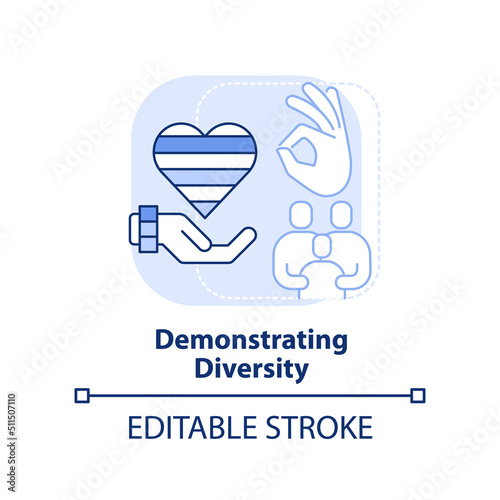 Demonstrating diversity light blue concept icon. Benefit of same-sex parenting abstract idea thin line illustration. Isolated outline drawing. Editable stroke. Arial, Myriad Pro-Bold fonts used