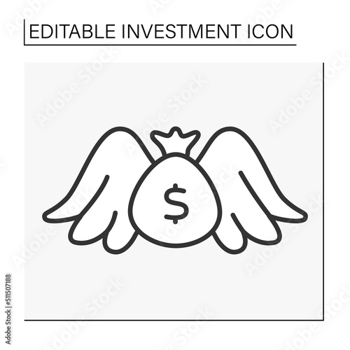  Business line icon. Invest money in a profitable company. Donation. Investment concept. Isolated vector illustration. Editable stroke