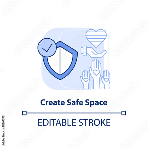 Create safe space light blue concept icon. Helping others. Supporting LGBT youth abstract idea thin line illustration. Isolated outline drawing. Editable stroke. Arial, Myriad Pro-Bold fonts used