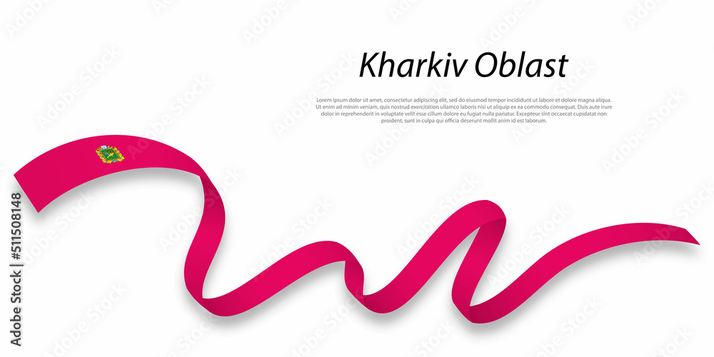 Waving ribbon or stripe with flag of Kharkiv Oblast Waving ribbon or stripe with flag of Kharkiv Oblast