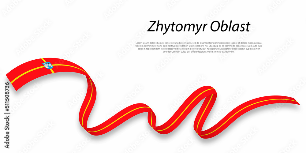 Waving ribbon or stripe with flag of Zhytomyr Oblast