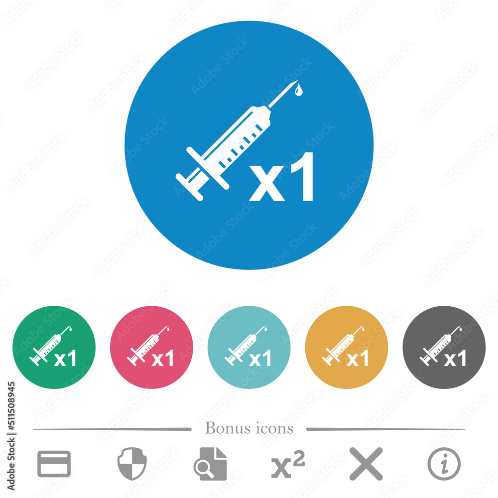 First vaccine dose flat round icons First vaccine dose flat round icons