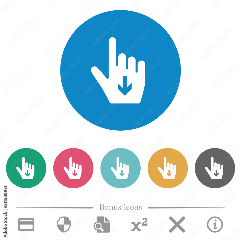 Hand cursor down solid flat round icons Hand cursor down solid flat round icons