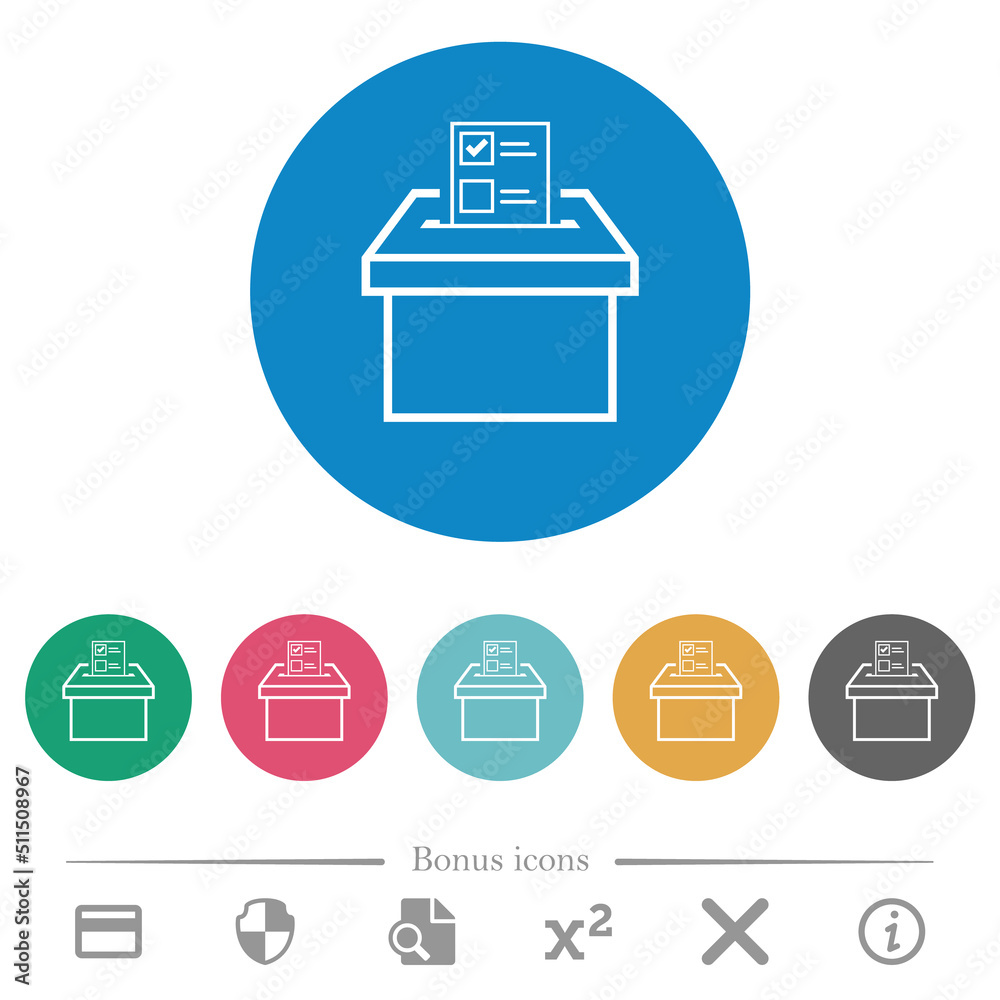 Voting paper and ballot box outline flat round icons Voting paper and ballot box outline flat round icons