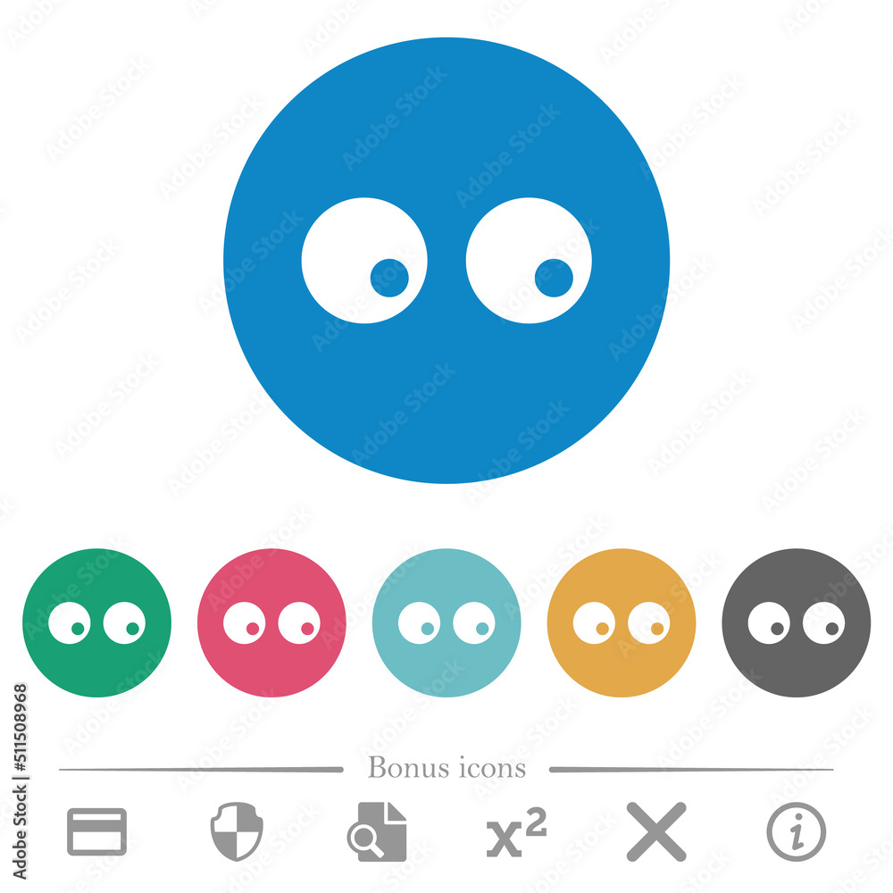 Watching eyes solid flat round icons Watching eyes solid flat round icons