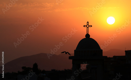 In the ancient city of Mardin, where there are many churches, the church domes create beautiful silhouettes at sunset. The dome of the Mor Yusuf Church offers a beautiful view at sunset.