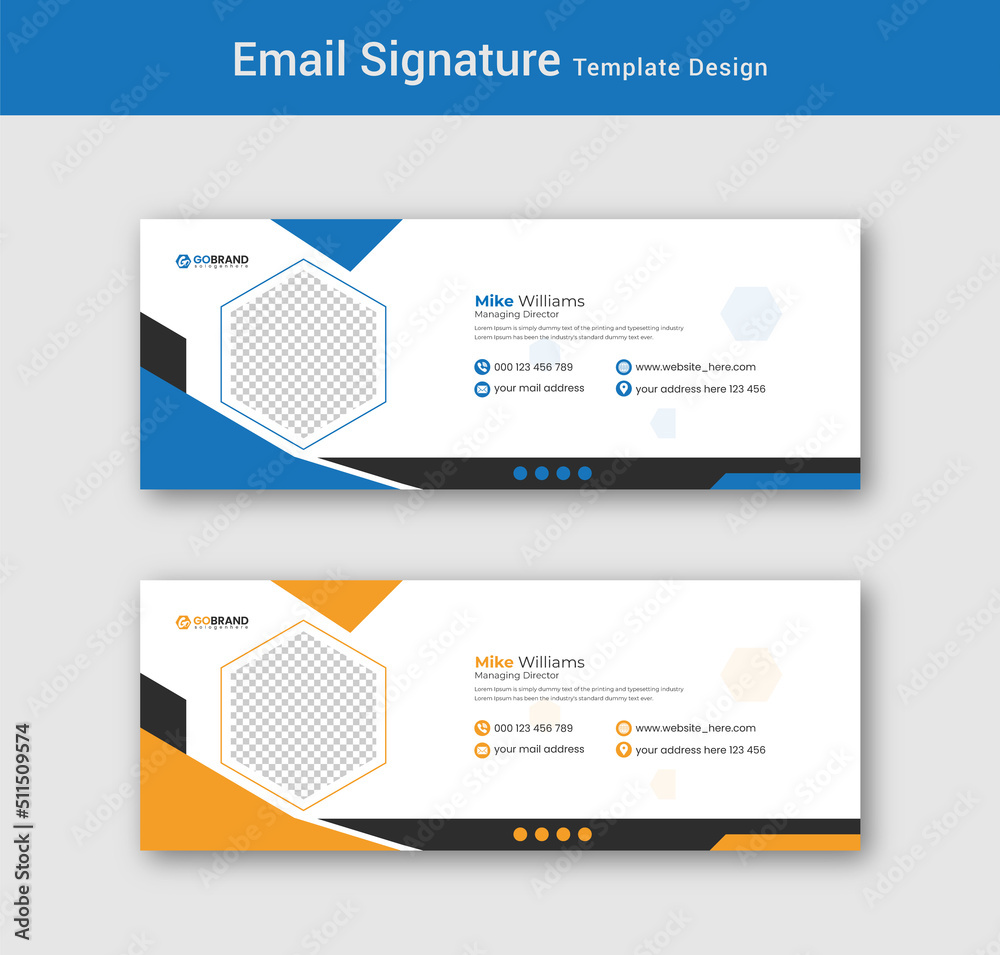 Business email signature with an author photo place modern and minimal style	
