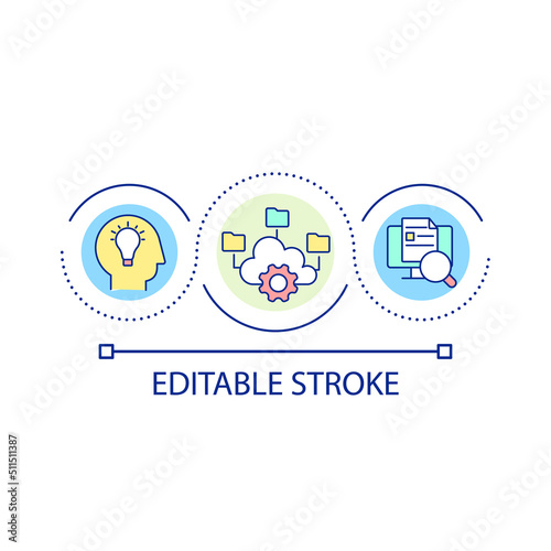 Structure of learned material and information loop concept icon. Learning principle and technique abstract idea thin line illustration. Isolated outline drawing. Editable stroke. Arial font used