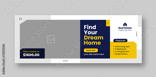 Real estate facebook timeline cover banner and digital marketing web banner, home facebook sale social media post