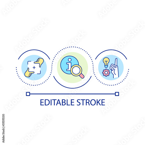 Focus on useful information loop concept icon. Relevant knowledge. Learning and education abstract idea thin line illustration. Isolated outline drawing. Editable stroke. Arial font used