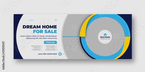 Real estate home facebook social media post cover page, timeline flyer web banner template design