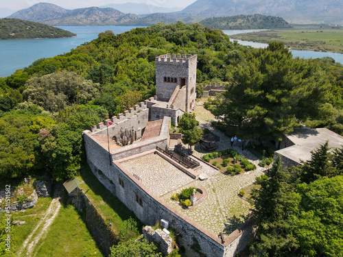 Drone view at the roman archaeological site of Butrinto in Albania photo