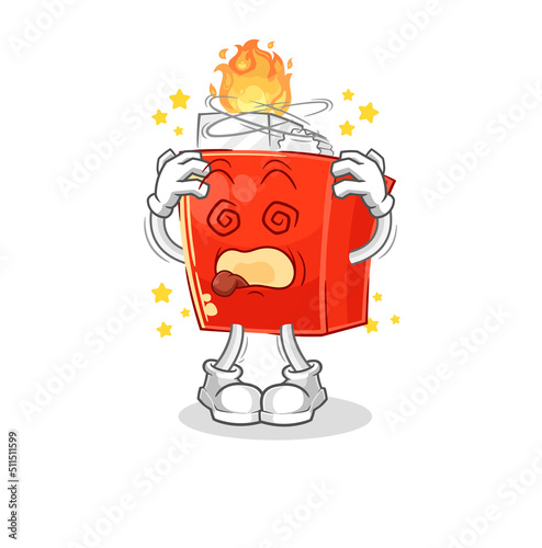 lighter dizzy head mascot. cartoon vector