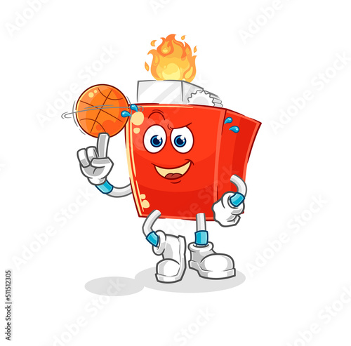 lighter playing basket ball mascot. cartoon vector