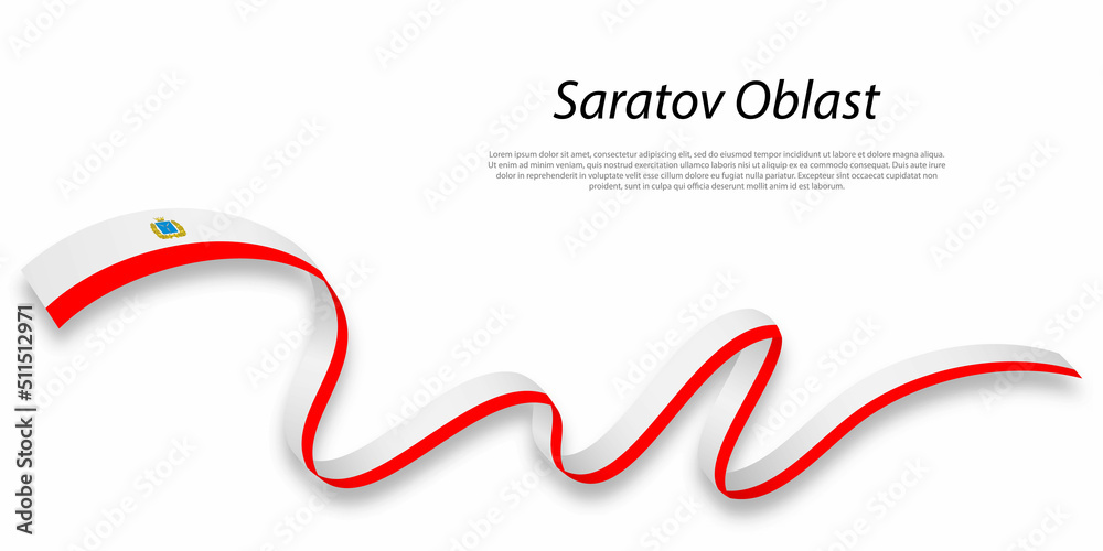 Waving ribbon or stripe with flag of Saratov Oblast