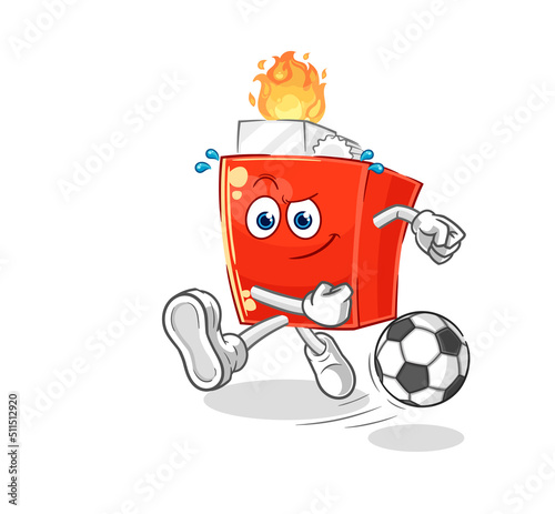 lighter kicking the ball cartoon. cartoon mascot vector