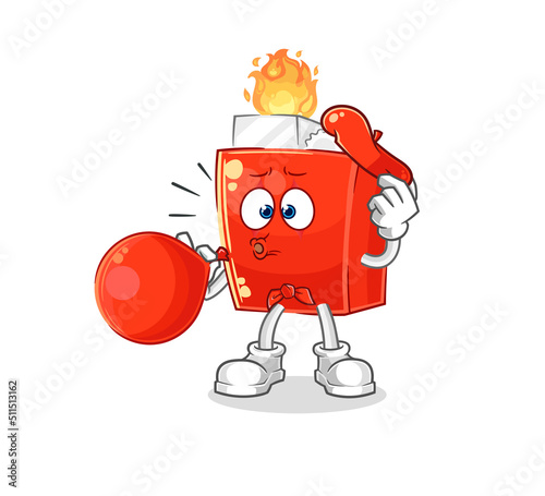 lighter pantomime blowing balloon. cartoon mascot vector