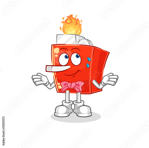 lighter lie like Pinocchio character. cartoon mascot vector