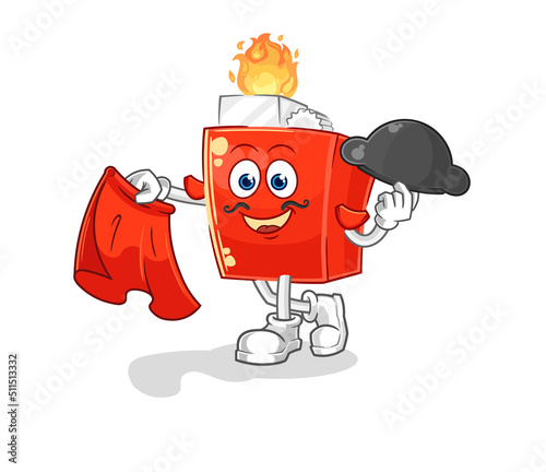 lighter matador with red cloth illustration. character vector