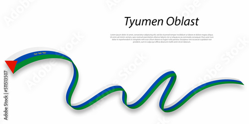 Waving ribbon or stripe with flag of Tyumen Oblast