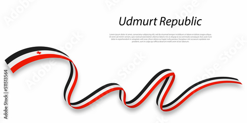 Waving ribbon or stripe with flag of Udmurt Republic